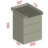 Comoda, Qmini, Wladi, Cu masa pentru infasat demontabila, Cu 3 sertare, Din pal+placa HDF, Alb