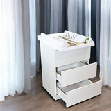 Comoda, Qmini, Wladi, Cu masa pentru infasat demontabila, Cu 3 sertare, Din pal+placa HDF, Alb