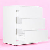 Comoda, Qmini, Wladi, Cu masa pentru infasat demontabila, Cu 3 sertare, Din pal+placa HDF, Alb