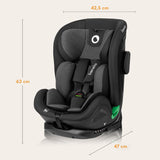 Scaun auto, Lionelo, Harper i-Size, Isofix, Cu centura TopTether, Cu spatar inclinabil in 5 pozitii, Cu tetiera reglabila in 13 pozitii, Cu tehnologie Dri Seat, Instalare cu fata inainte, 9-36 kg, 76-150 cm, Conform cu ECE R129, Gri