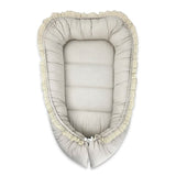 Cosulet bebelus, MimiNu, Premium, Pentru dormit, Baby Nest 55 x 75 cm, Cu Volanase si dantela, Husa 100% bumbac, Din bumbac certificat Oeko Tex Standard 100, Grey