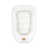 Cosulet bebelus, Qmini, Pentru dormit, Baby Nest 55 x 75 cm, Husa 100% muselina dubla, Material certificat Oeko Tex Standard 100, Cream