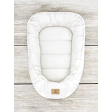 Cosulet bebelus, Qmini, Pentru dormit, Baby Nest 55 x 75 cm, Husa 100% muselina dubla, Material certificat Oeko Tex Standard 100, Cream