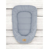 Cosulet bebelus, Qmini, Pentru dormit, Baby Nest 55 x 75 cm, Husa 100% muselina dubla, Material certificat Oeko Tex Standard 100, Jeans