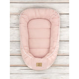 Cosulet bebelus, Qmini, Pentru dormit, Baby Nest 55 x 75 cm, Husa 100% muselina dubla, Material certificat Oeko Tex Standard 100, Powder Pink