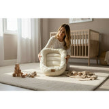 Cosulet bebelus, Qmini, Pentru dormit, Baby Nest 55 x 75 cm, Husa 100% muselina dubla, Material certificat Oeko Tex Standard 100, Warm beige