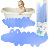 Covoras de baie, Bocioland, Antiderapant, Cu ventuze, Silicon, 33 x 90 cm, Crocodile Blue