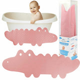 Covoras de baie, Bocioland, Antiderapant, Cu ventuze, Silicon, 33 x 90 cm, Crocodile Pink