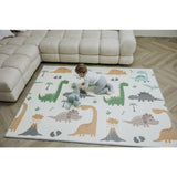 Covoras de joaca, FreeON, Magic Dino, Cu doua fete, Pliabil, Protectie impotriva loviturilor, 200 x 150 cm, Cu Imprimeu pe ambele parti, 0 luni+, Multicolor