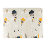 Covoras de joaca, Petite&Mars, Reversibil, Include geanta pentru transport, Pliabil si impermeabil, Non-toxic, 197 x 147 x 1 cm, Campy Mountains, 0 luni+, Multicolor