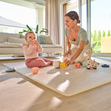 Covoras educativ, Lionelo, Yoka, Din spuma XPE non-toxica, Tip puzzle, 6 piese, Cu doua fete, Suprafata antiderapanta, 173x116 cm, Grosime 1.5 cm, Bej