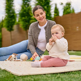 Covoras educativ, Lionelo, Zora, Din spuma XPE non-toxica, Cu doua fete, Suprafata antiderapanta, Dimensiune mare, 180x200 cm, Grosime 1.5 cm, Pliabil, Include geanta pentru transport, Bej