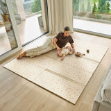 Covoras educativ, Lionelo, Zora, Din spuma XPE non-toxica, Cu doua fete, Suprafata antiderapanta, Dimensiune mare, 180x200 cm, Grosime 1.5 cm, Pliabil, Include geanta pentru transport, Bej