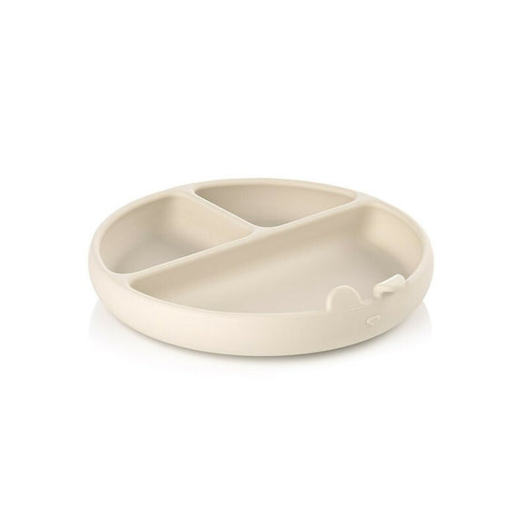 Farfurie BLW, Jane, Din silicon, Cu ventuze, 17 x 17 x 4 cm, BPA Free, Sand
