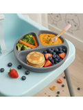 Farfurie compartimentata, Bocioland, Rotunda, Cu 3 compartimente, Fara BPA, 6-36 luni, Dark grey