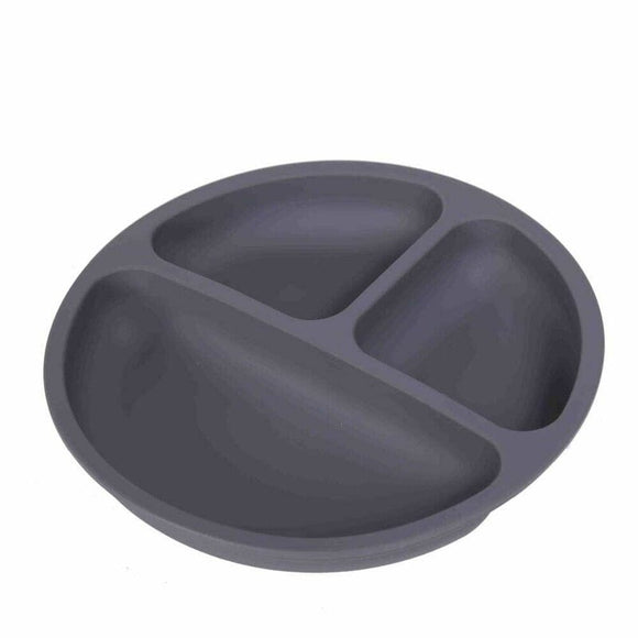 Farfurie compartimentata, Bocioland, Rotunda, Cu 3 compartimente, Silicon, Fara BPA, 6-36 luni, Antracite