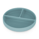 Farfurie compartimentata, Petite&Mars, Take&Match, Din silicon, Rotunda, Cu ventuza si 3 compartimente, Adecvata pentru masina de spalat vase si microunde, Nu absoarbe mirosuri, Fara BPA, 500 ml, 6 luni+, Frosted Sky, Albastru