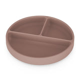 Farfurie compartimentata, Petite&Mars, Take&Match, Din silicon, Rotunda, Cu ventuza si 3 compartimente, Adecvata pentru masina de spalat vase si microunde, Nu absoarbe mirosuri, Fara BPA, 500 ml, 6 luni+, Velvet Latte, Maro pudrat