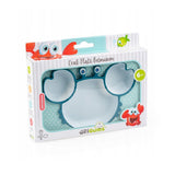 Farfurie, Giligums, Crab Premium, Cu 3 compartimente, Cu ventuza, Din silicon, Fara BPA, 6 luni+, Alb/Turcoaz