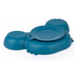 Farfurie, Giligums, Crab Premium, Cu 3 compartimente, Cu ventuza, Din silicon, Fara BPA, 6 luni+, Alb/Turcoaz