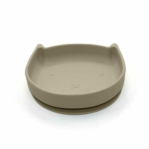 Farfurie in forma de pisicuta, Bocioland, Cu ventuze, Silicon, Fara BPA, 6-36 luni, Dark Beige