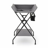 Masuta pentru infasat si schimbat scutece, Feedo, Multifunctionala, Pliabila, Cu raft pentru depozitare si compartiment lateral, Realizata din fier, panza si in, 80.5 x 67 x 102.5 cm, Gri