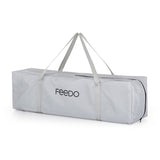 Patut de calatorie, Feedo, Pliabil, Cu geanta de transport inclusa, Cu intrare laterala si inchidere prin fermoar, Greutate maxima suportata 15 kg, 0-30 luni, Gri deschis