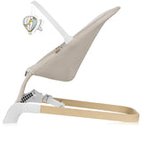 Fotoliu balansoar, Lionelo, Lilac, Cu arcada cu jucarii, Ergonomic, Reglare spatar in 3 pozitii, Pernuta moale invelita in tesatura de bambus, Pliabil, 0-6 luni, Bej