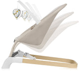 Fotoliu balansoar, Lionelo, Lilac, Cu arcada cu jucarii, Ergonomic, Reglare spatar in 3 pozitii, Pernuta moale invelita in tesatura de bambus, Pliabil, 0-6 luni, Bej