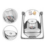 Fotoliu balansoar, Lionelo, Otto Cozy, Cu melodii, Cu 5 viteze de balansare, Cu temporizator, 57x55 cm, Gri