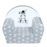 Fotoliu din burete, New Baby, Pentru copii, 42x53, Din spuma, Cu husa din bumbac, 9 luni - 5 ani, Zebra Grey