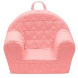Fotoliu din burete, New Baby, Hearts, Pentru copii, Cu buzunar lateral, Din tesatura de catifea, Cu Husa detasabila, Din materiale certificate Oeko Tex Standard 100, 9 luni - 5 ani, Pink