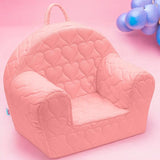 Fotoliu din burete, New Baby, Hearts, Pentru copii, Cu buzunar lateral, Din tesatura de catifea, Cu Husa detasabila, Din materiale certificate Oeko Tex Standard 100, 9 luni - 5 ani, Pink