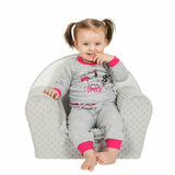 Fotoliu din burete, New Baby, Fox, Pentru copii, Din tesatura minky, 9 luni - 5 ani, Cu Husa detasabila, Gray