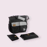 Geanta pentru mamici, Jane, Cu 2 buzunare exterioare, Cu multiple compartimente, Cu saltea de infasat inclusa, 44 x 34 cm, Conform cu standardul de securitate europeana EN 71-3:2019, Soil