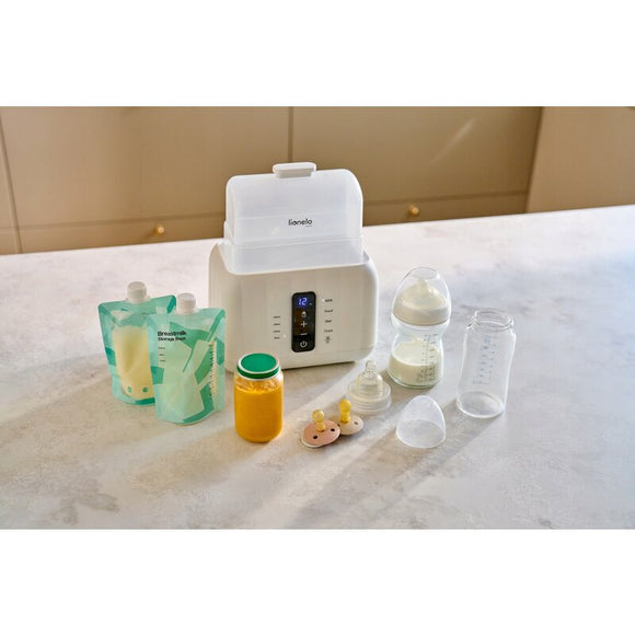 Incalzitor biberoane, Lionelo, ThermUp Duo, 6 moduri de operare, Incalzire, Pastrare temperatura, Decongelare, Senzor pentru temperatura, Oprire automata, Panou tactil, Pentru 2 biberoane simultan, fara BPA, Alb