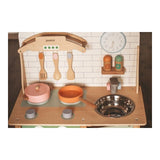 Bucatarie copii, Joueco, Din lemn certificat FSC, Cu accesorii, Reglabila pe inaltime, 86x56 cm, 3 ani+, Multicolor