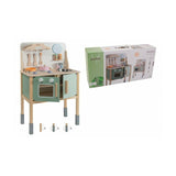 Bucatarie copii, Joueco, Din lemn certificat FSC, Cu accesorii, Reglabila pe inaltime, 86x56 cm, 3 ani+, Multicolor