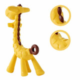 Jucarie de dentitie, Bocioland, Amelioareaza gingiile dureroase, Design ergonomic, Fara BPA, 0 luni+, Giraffe Yellow/Brown