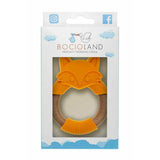 Jucarie de dentitie, Bocioland, Din silicon si lemn, Usor de prins, Bpa Free, Vulpe, Portocaliu