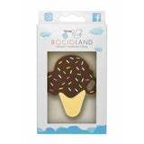 Jucarie de dentitie, Bocioland, Din silicon, Stimuleaza abilitatile motorii fine, Calmeaza durerea gingiei, 0 luni+, Choco Ice