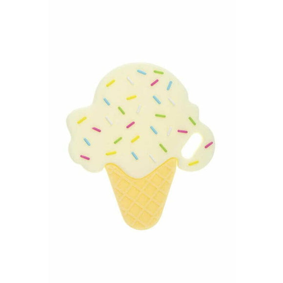 Jucarie de dentitie, Bocioland, Din silicon, Stimuleaza abilitatile motorii fine, Calmeaza durerea gingiei, 0 luni+, Ice Vanilla