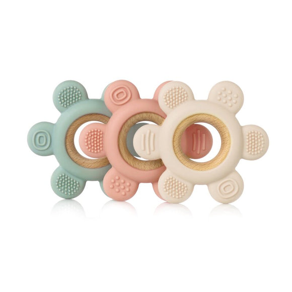 Jucarie dentitie bebelusi, Jane, Din silicon si lemn, Fara BPA, Pale