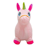 Jucarie gonflabila de plus cu sunete, Baby Mix, In forma de unicorn, Husa moale detasabila, Cu pompa inclusa, Pana la 70 kg, 36 luni+, Pink
