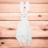 Jucarie interactiva, New Baby, Rabbit, Din muselina, Bumbac, 30x30 cm, 0 luni+, White