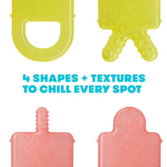 Jucarii dentitie, FridaBaby, 4 in 1, Calmeaza gingiile in timpul eruptiei dentare, 4 forme, Fabricat din silicon non-toxic, BPA-free, Multicolor