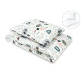 Lenjerie pat junior cu 4 piese, Qmini, Din bumbac certificat Oeko Tex Standard 100, 160 x 100 cm, Hedgehog