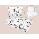 Lenjerie pat junior cu 4 piese, Qmini, Din bumbac certificat Oeko Tex Standard 100, 160 x 100 cm, Hedgehog