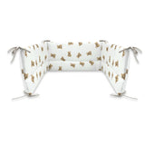 Lenjerie patut 3 piese, Qmini, Pentru patut 120x60 cm, Cu protectie laterala, Din bumbac certificat Oeko Tex Standard 100, Teddy Toys