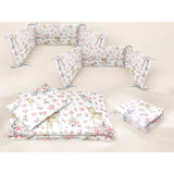 Lenjerie patut cu 5 piese, MimiNu, Cu cearceaf 120x60 cm, Pilota, Pernuta, 2 aparatori, Din bumbac certificat Oeko Tex Standard 100, Sweet Deer Pink